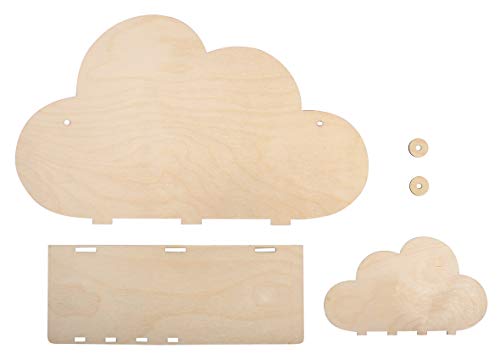 Rayher Holzbausatz Regal Wolke, FSC Mix Credit, natur, 35x10x21cm, 5-teiliger Bausatz, Kinderregal aus Holz, zum Bemalen, 62975505 von Rayher