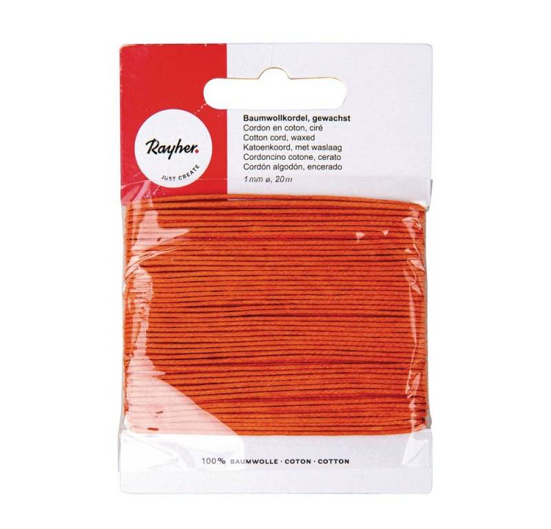 Rayher Kordel Baumwoll Kordel gewachst orange 1mm 20m von Rayher