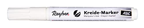 Rayher Kreide-Marker, weiß, Rundspitze 1-2 mm, dünner Kreidestift, hält auf Glas, Fenster, Spiegel, satte, deckende Farbe, 35046102 von Rayher