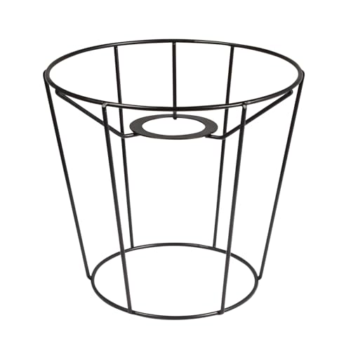Rayher Metall Lampenschirm Rahmen, Höhe 24 cm, rund, konische Form, schwarz beschichtet, für Steh- oder Hängelampe, zum Umwickeln mit Garnen, getrockneten Naturseilen etc., 23102576 von Rayher