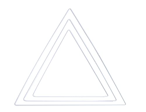 Rayher Metallformen Dreieck, weiß, sortiert, Box 3 Stück, je 1x 20 cm, 25 cm, 30 cm, Metallringe, Drahtformen zum Basteln, für Wickeltechnik, Floristik, Makramee Ring, 25221102 von Rayher
