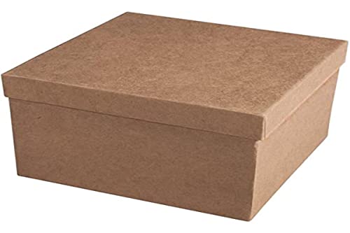 RAYHER HOBBY Rayher Pappmaché Box, quadratisch, 15,5 x 15,5 x 10,5 cm, Schachtel mit Deckel, FSC zertifiziert, zum Gestalten und Dekorieren, 71754000 von Rayher