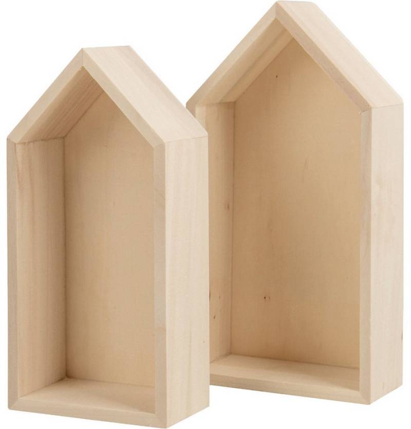 Rayher Rahmen Häuser, 2er-Set, Rohholz, ca. 17 x 9 x 4 cm und 15 x 7 x 4 cm von Rayher