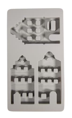Rayher Silikon Gießform Nordic Häuser, 3 Einzelmotive, Formgröße 14,5 x 26 x 1,7 cm, Deko skandinavischer Stil, Ausgießen mit Kreativ-Beton, Schmuck-Beton, Raysin-Gießpulver, Wachs, 36190000 von Rayher