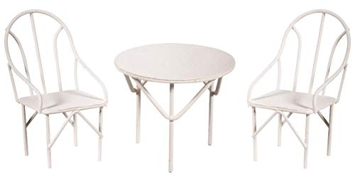 Rayher Sitzgruppe, Eisendraht, weiß lackiert, 3teilig, 2 Stühle, 1 Tisch, Miniaturmöbel, Dekoration Sitzgruppe, 46066102 von Rayher