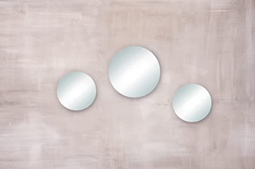 Rayher Spiegelplatten Set, Kanten geschliffen, Set 3 runde Spiegel,1 x 20 cm ø + 2 x 15 cm ø, Spiegelteller zum Gestalten und Dekorieren, 46673000 von Rayher