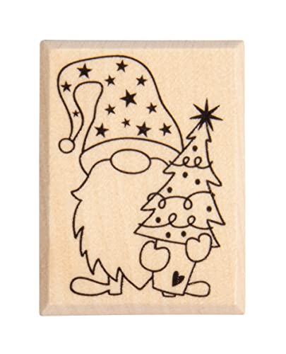 Rayher Stempel Holz „Wichtel Theo“, 3 x 4 cm, Holzstempel Weihnachten, zum Gestalten von Karten, Umschlägen, Geschenken, Butterer Stempel, 29239000 von Rayher