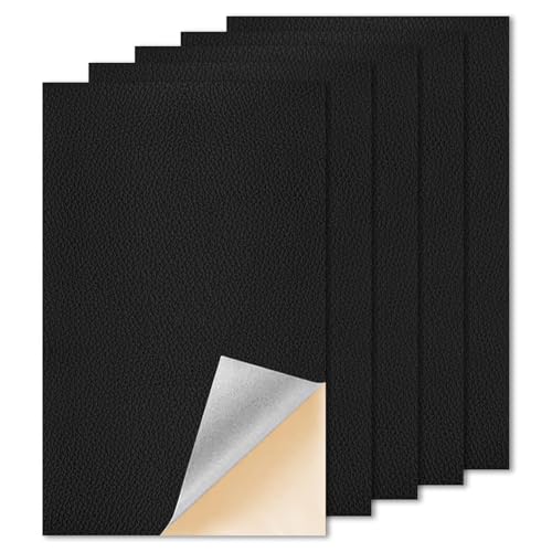 5 Stück Kunstleder Selbstklebend Set, Kunstleder Reparaturset Lederflicken Selbstklebend Schwarz - Leder Zum kleben Stark Haftende Leder Flicken, für Leder Reparatur Renovierung (10x20cm) von Raykce