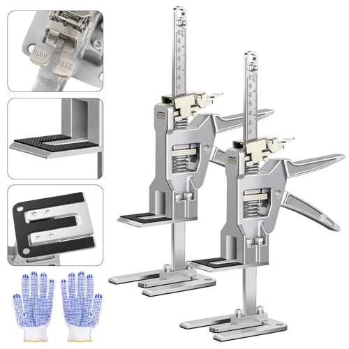 Raynesys 2 Stück Arbeitssparender Arm, 12 Zoll Ganzmetall Hebewerkzeug 440LBS Kapazität, Wandfliesen-Lokalisierer für Möbel, Türen, Board Heber, Präzise Kontrolle bei langsamem/schnellem Abstieg von Raynesys