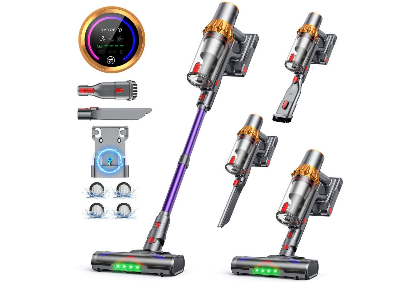 Rayofi Hand-und Stielstaubsauger Akku Staubsauger, 70000Pa/60Min staubsauger kabellos, 400 W, Mit LED Displa und V-förmige Anti-Verwicklungs-Bürstey, HEPA*4, ermöglicht eine effiziente Tiefenreinigung Rayofi Hand-und Stielstaubsauger Akku Staubsauger, 70000Pa/60Min staubsauger kabellos, 400 W, Mit LED Displa und V-förmige Anti-Verwicklungs-Bürstey, HEPA*4, ermöglicht eine effiziente Tiefenreinigung von Rayofi