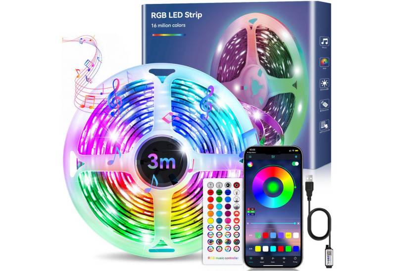 Rayofi LED Stripe mit USB 2m/3m/5m, RGB LED Streifen mit Fernbedienung und App-steuerung Rayofi LED Stripe mit USB 2m/3m/5m, RGB LED Streifen mit Fernbedienung und App-steuerung von Rayofi