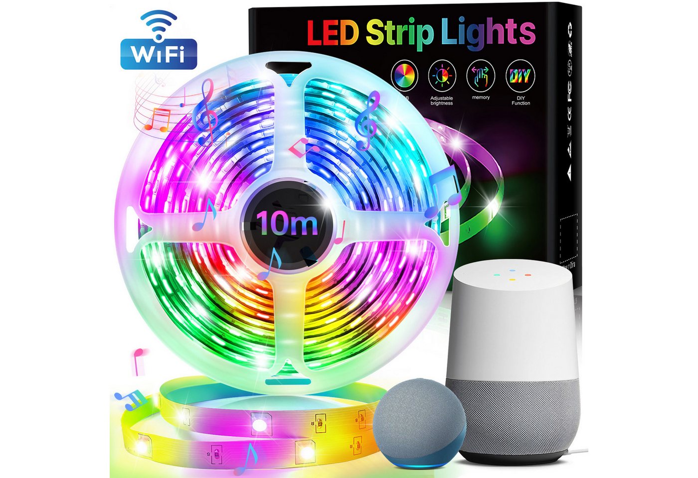 Rayofi LED Stripe mit USB order WiFi, LED Streifen mit Fernbedienung und App-steuerung, für Haus,Küche,Party,TV, Lichtband Kompatibel mit Alexa, Google Home Rayofi LED Stripe mit USB order WiFi, LED Streifen mit Fernbedienung und App-steuerung, für Haus,Küche,Party,TV, Lichtband Kompatibel mit Alexa, Google Home von Rayofi