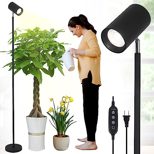 Pflanzenlampe LED Vollspektrum, 40W Pflanzenlicht für Zimmerpflanzen, Höhenverstellbare Wachstumslampe mit Zeitschaltuhr 4/8/12H und COB Pflanzen-Glühbirne, Schwarze Stand Grow Light für Große Pflanze von Rayofly