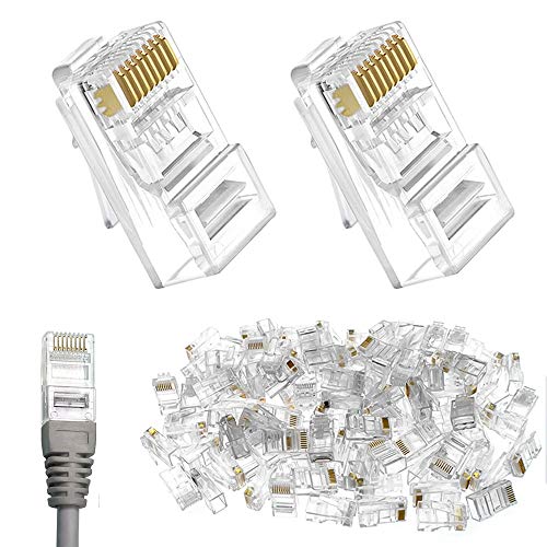 Rayong 100 Stück Prämie Rj45 Stecker RJ45 Crimpstecker Cat6 CAT6A RJ45 Netzwerkstecker für CAT6 CAT5e CAT6A Netzwerkkabel Verlegekabel von Rayong