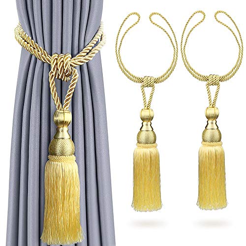 Rayong 2Pcs Raffhalter Vorhang Quasten Vorhanghalter Quasten Vorhang Raffhalter Quasten Gold, Raffhalter für Vorhänge, für Salon, Schlafzimmer, Bibliothek, Hotel von Rayong