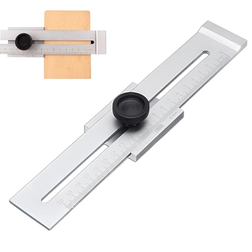 Rayong Streichmaß 200mm Mattverchromt Streichmass Streichmaß Metall Anreißwerkzeug Anreisslehre Parallel Anreißer mit gehärteter Anreißkante für präzises Markieren und Hilfslinien von Rayong