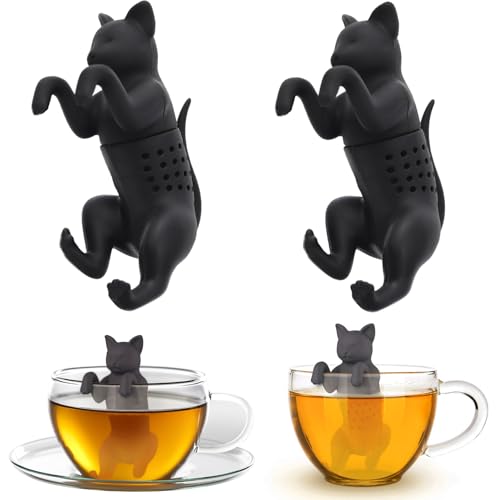 Rayong 2 Stück Teesieb,Tee Infuser Cat, Teefilter Silicone,Teefilter für Losen tee, Teesieb für Tasse,Tee Sieb Teeei Lustig für die meisten Tee Kannen und Tee Tassen von Rayong