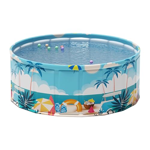 Raypontia 120x45cm PVC Faltbares Hundepool, Schwimmbecken Kinder, Planschbecken Schwimmbecken, Rutschfestes Hunde Planschbecken, Wasserdichtes Kinderplantschbecken Für Garten Terrasse Rasen von Raypontia