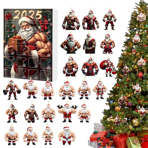 Raypontia 2025 Weihnachts Countdown Kalender,24 Tage 2D Acryl Bodybuilder Santa Ornament Countdown Kalender für Kinder | Niedlicher Weihnachtsanhänger Für Frauen Männer Jugendliche Mädchen Familie Raypontia 2025 Weihnachts Countdown Kalender,24 Tage 2D Acryl Bodybuilder Santa Ornament Countdown Kalender für Kinder | Niedlicher Weihnachtsanhänger Für Frauen Männer Jugendliche Mädchen Familie von Raypontia