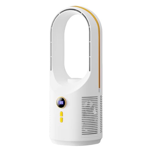 Raypontia Desktop Bladeless Fan | 5 Geschwindigkeitsstufen Leiser Betrieb Lüfterloser Ventilator - USB-Aufladbar Luftverteiler Mit Nachttischlampe Für Haus Auto Camping Reisen von Raypontia