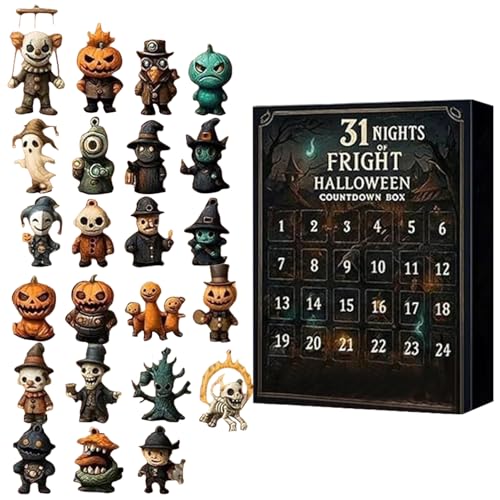 Raypontia Halloween Adventskalender, 31 Tage Happy Halloween Countdown Kalender Totenkopf Figuren Dekorationen, Horror Adventskalender Für Familie Jugendliche Erwachsene Raypontia Halloween Adventskalender, 31 Tage Happy Halloween Countdown Kalender Totenkopf Figuren Dekorationen, Horror Adventskalender Für Familie Jugendliche Erwachsene von Raypontia