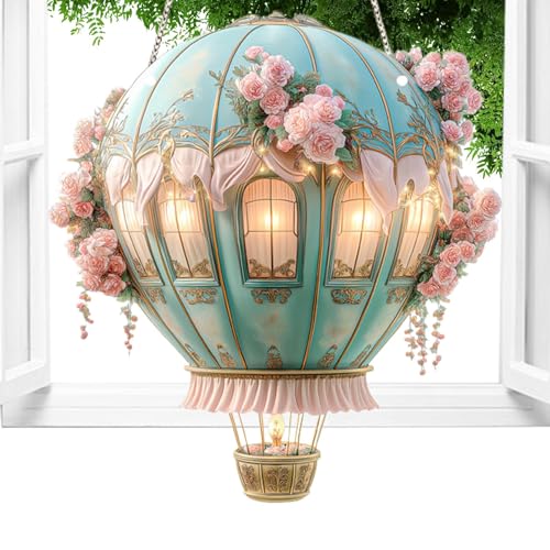 Raypontia Heiße Luft Ballon Solarlampe | Solarlicht Heißluftballon Laterne | Acryl 2D Modell Deko Für Bauernhof Garten Vorgarten Terrasse Weg Hof Zuhause Camping Hochzeiten Feiern Freunde von Raypontia