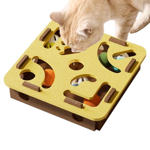 Raypontia Katzenpuzzle Spielzeug | Interaktives Katzenspielzeug,Klingellabyrinth Tunnel Kratzbrett Für Zahnung Geistige Stimulation Bewegung Kleine Katzen Kätzchen von Raypontia