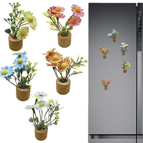 Raypontia Kühlschrankmagnete, Lustige Blumen Magnete Für Kühlschränke & Pinnwände, 5X Mini Gänseblümchen Mit Magnet Deko Für Pinnwand Schrank Spind Küche Haus von Raypontia