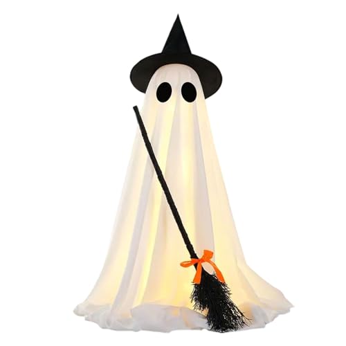 Raypontia Leuchten Sie Geisterdekorationen, 145x80cm Halloween Innen Im Freien Urlaub Horror Dekoration, Halloween Stehender Geist Mit Hexenbesen Für Hinterhof Terrassen Gärten Rasen Haunted House Raypontia Leuchten Sie Geisterdekorationen, 145x80cm Halloween Innen Im Freien Urlaub Horror Dekoration, Halloween Stehender Geist Mit Hexenbesen Für Hinterhof Terrassen Gärten Rasen Haunted House von Raypontia