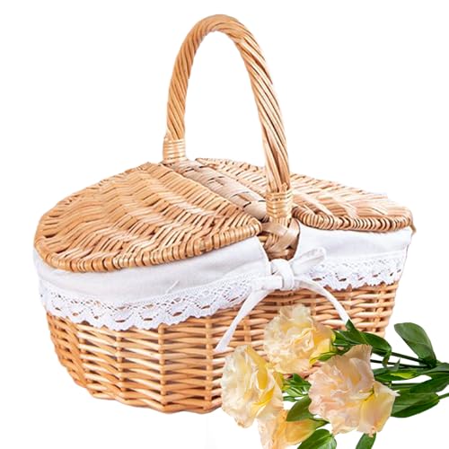 Raypontia Niedlicher Picknickkorb mit Einzelgriff | Leerer Weidenkorb Blumenkorb - Große Aufbewahrungsbox Für Outdooraktivitäten Camping Lunchpicknick Gartenparty Schulfest Raypontia Niedlicher Picknickkorb mit Einzelgriff | Leerer Weidenkorb Blumenkorb - Große Aufbewahrungsbox Für Outdooraktivitäten Camping Lunchpicknick Gartenparty Schulfest von Raypontia