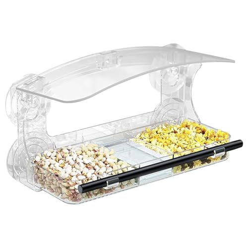 Raypontia Saugnapf Fenster Vogelfutterautomat - Transparentes Acryl Vogelfutterhaus Zum Montieren An Fensterscheiben - Auslaufsicherer Acryl Futterbehälter Für Kinder Und Senioren von Raypontia