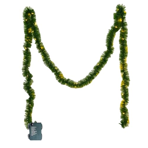 Raypontia Weihnachtsgirlande Mit Lichtern - 5M Kunstliche Nadelbaum Girlande, Weihnachtsgirlande Dekoration, Beleuchtete Künstliche Grüne Piniengirlande Für Außentreppen Hochzeit Urlaub Dekoration von Raypontia