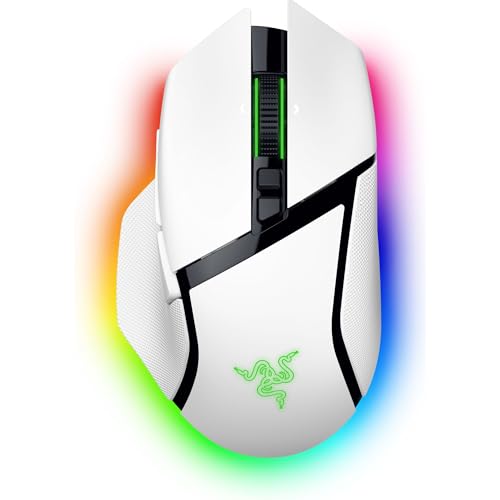 Razer Basilisk V3 Pro - Anpassbare kabellose Gaming-Maus HyperScroll Tilt Wheel (Focus Pro 30K Optischer Sensor, 13-Zonen Chroma-Beleuchtung, 10+1 Programmierbare Tasten) Weiß von Razer
