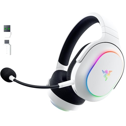 Razer Barracuda X Chroma - kabelloses Multiplattform-Gaming-Headset mit 6 Zonen Chroma RGB (SmartSwitch Hyperspeed & Bluetooth, 40mm Treiber, abnehmbares HyperClear Cardioid-Mikrofon) Weiß von Razer