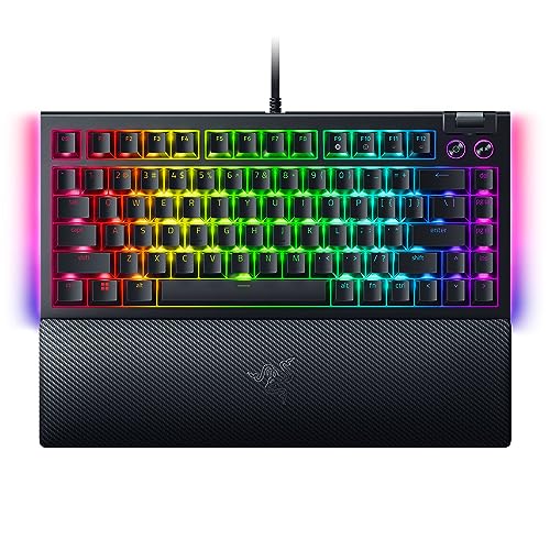 Razer BlackWidow V4 75% - Mechanische Gaming-Tastatur mit Hot Swap (Kompaktes 75-%-Layout, Unterbodenbeleuchtung an 2 Seiten, Multifunktionsregler und Medien-Tasten) ISO US-Layout | Schwarz von Razer