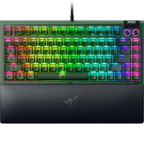 Razer BlackWidow V4 75% Phantom Green Edition - Hot-swap-fähige mechanische Gaming-Tastatur (Orange Tactile Switches, Medienrolle mit 2 dedizierten Medientasten) US Layout | Phantom Green von Razer
