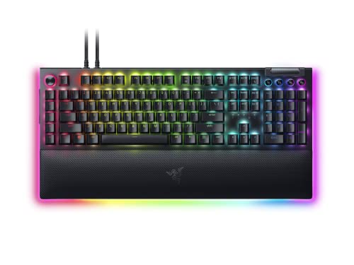 Razer BlackWidow V4 Pro (Green Switch) - Mechanische Gaming-Tastatur (Klickende Mechanische Switches, Befehlsrad und 8 Makro-Tasten, Multifunktionsrolle, Handballenauflage) QWERTY US-Layout | Schwarz Razer BlackWidow V4 Pro (Green Switch) - Mechanische Gaming-Tastatur (Klickende Mechanische Switches, Befehlsrad und 8 Makro-Tasten, Multifunktionsrolle, Handballenauflage) QWERTY US-Layout | Schwarz von Razer