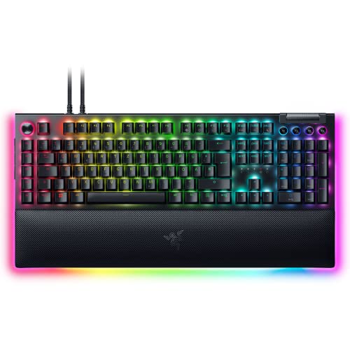 Razer BlackWidow V4 Pro (Green Switch) - Mechanische Gaming-Tastatur (Klickende Mechanische Switches, Befehlsrad und 8 Makro-Tasten, Multifunktionsrolle, Handballenauflage) QWERTZ DE-Layout | Schwarz von Razer