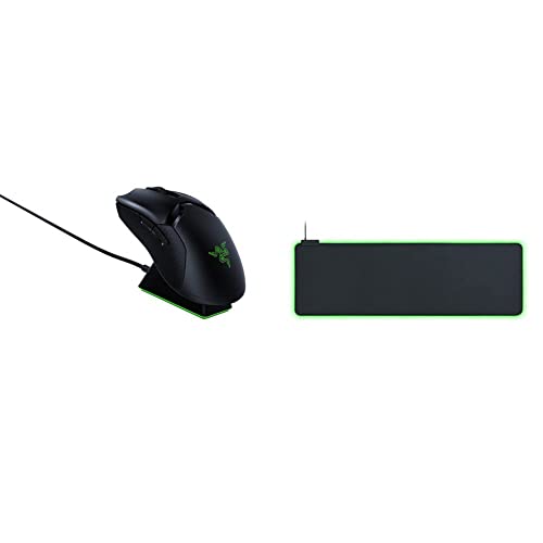 Razer Bundle bestehend aus Viper Ultimate mit Ladestation (Kabellose Gaming Maus mit nur 74g Gewicht) + Goliathus Extended Chroma (Weiches Mauspad mit Chroma RGB Beleuchtung) für PC / Mac von Razer