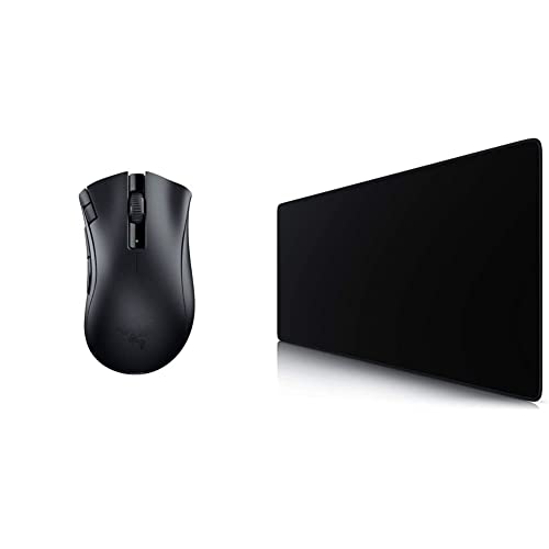 Razer DeathAdder V2 X Hyperspeed - Ergonomische Wireless Gaming Maus für PC/Mac Schwarz & TITANWOLF - XXL Speed Gaming Mauspad Titanwolf Schwarz 900 x 400mm - XXL Mousepad von Razer