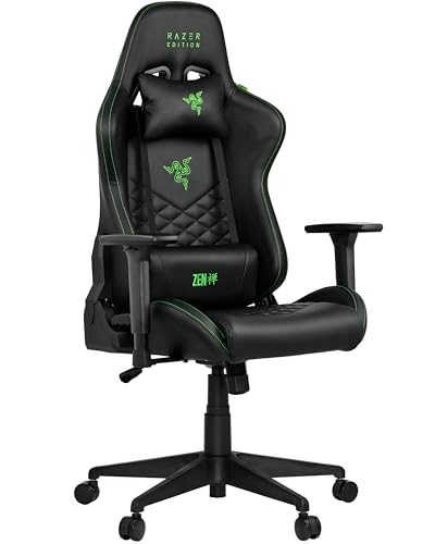 Razer Edition TAROK Natrix PC Gaming Stuhl - atmungsaktives PU-Leder gesteppt, 3D Softcoat Armlehnen, Wippfunkton, Lendenwirbelkissen und Kopfstützkissen, bis 130kg, schwarz Razer Edition TAROK Natrix PC Gaming Stuhl - atmungsaktives PU-Leder gesteppt, 3D Softcoat Armlehnen, Wippfunkton, Lendenwirbelkissen und Kopfstützkissen, bis 130kg, schwarz von Razer