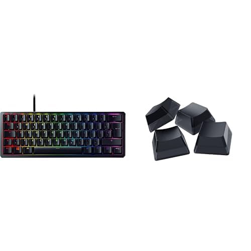 Razer Huntsman Mini (Purple Switch) + Phantom Tastenkappen-Set - Kompakte 60% Gaming Tastatur (Klickende Optisch-Mechanische Switches, Doubleshot PBT-Tastenkappen) QWERTZ DE-Layout | Schwarz von Razer