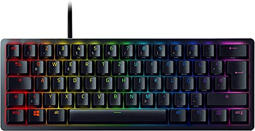 Razer Huntsman Mini (Purple Switch) - Kompakte 60% Gaming Tastatur (Klickende Optisch-Mechanische Switches, Doubleshot PBT-Tastenkappen, Abnehmbares USB-C Kabel) QWERTZ DE-Layout | Schwarz von Razer