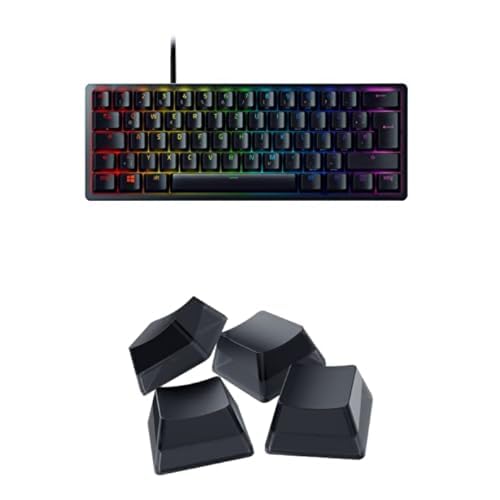 Razer Huntsman Mini (Red Switch) + Phantom Tastenkappen-Set - Kompakte 60% Gaming Tastatur (Lineare Optisch-Mechanische Switches, Doubleshot PBT-Tastenkappen, USB-C Kabel) QWERTZ DE-Layout | Schwarz von Razer