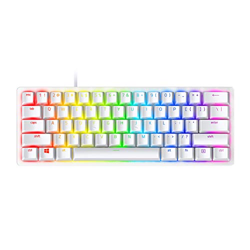 Razer Huntsman Mini (Red Switch) - Kompakte 60% Gaming Tastatur (Lineare Optische Switches, Doubleshot PBT-Tastenkappen, Abnehmbares USB-C Kabel) QWERTY US-Layout | Mercury Weiß von Razer