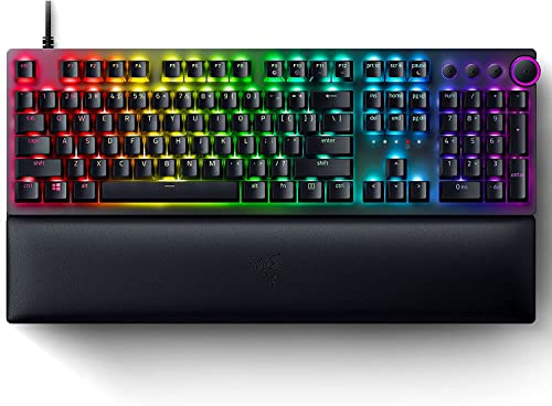 Razer Huntsman V2 (Red Switch) - Praktisch latenzfreie Optische Gaming-Tastatur (Lineare Optische Switches Gen-2, Doubleshot PBT-Tastenkappen, Handballenauflage) QWERTY US-Layout | Schwarz von Razer