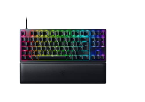 Razer Huntsman V2 Tenkeyless (violetter Schalter) — Optische Gaming-Tastatur ohne Ziffernblock (optische Schalter von Razer Sound, abnehmbares Typ-C-Kabel, ergonomische Handgelenkstütze) AZERTY-Tastatur | Schwarz von Razer