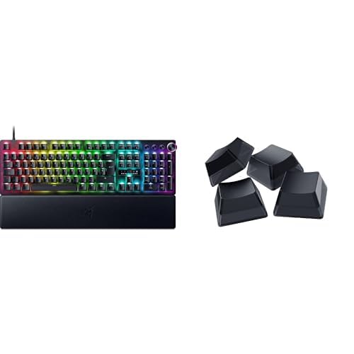 Razer Huntsman V3 Pro + Phantom Tastenkappen-Set - (Analoges optisches E-Sport-Tastatur - Snap Tap - Rapid Trigger - Schnellfeuer-Modus - Multifunktionaler Drehregler) QWERTZ DE-Layout | Schwarz von Razer