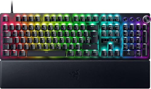 Razer Huntsman V3 Pro - Analoges optisches E-Sport-Tastatur - Snap Tap - Rapid Trigger - Schnellfeuer-Modus - Multifunktionaler Drehregler - Doubleshot-PBT-Tasten - QWERTZ DE-Layout | Schwarz von Razer