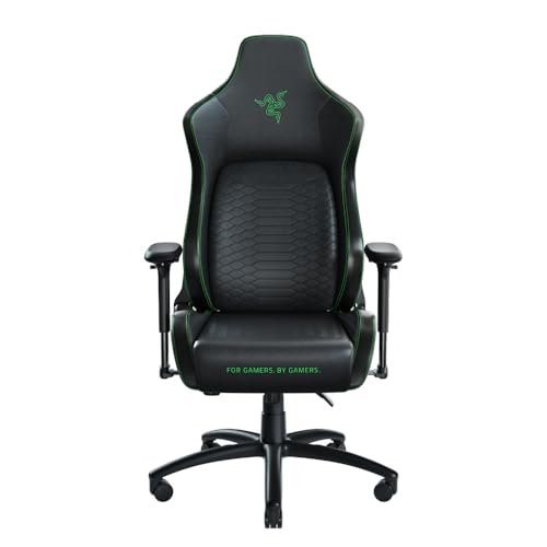 Razer Iskur - Premium Gaming Stuhl mit integrierter Lendenwirbelstütze (Schreibtischstuhl/Bürostuhl, mehrlagiges Kunstleder, Schaumstoff-Polster, Kopfpolster, Höhenverstellbar) Schwarz/Grün | XL von Razer